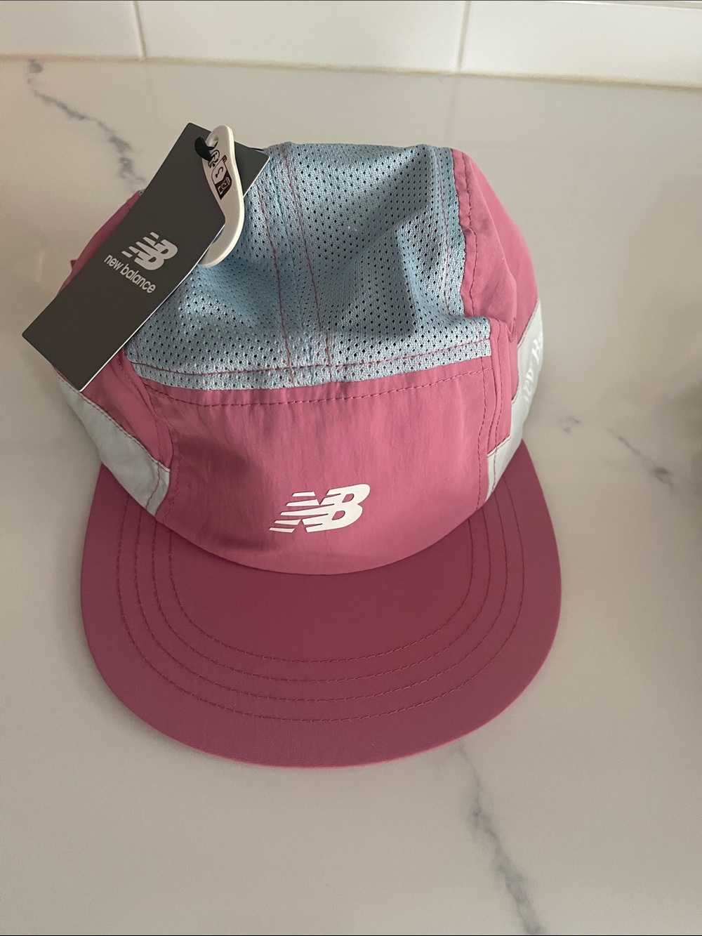 New Balance Pink and Light Blue Running Cap with Reflective Logo
